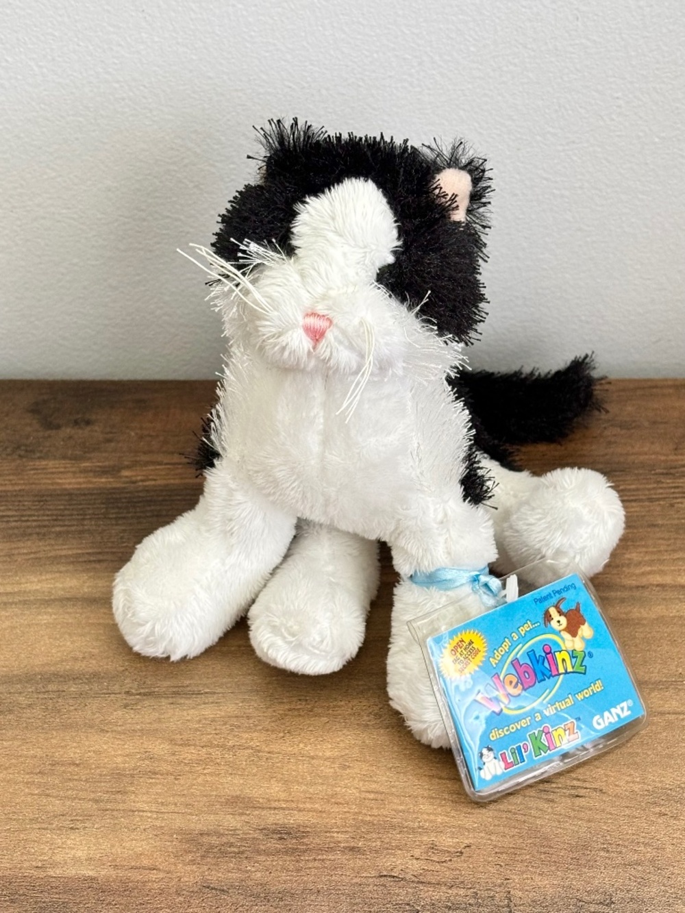 NWT Ganz Webkinz Black & White Cat Plush Adopt Pet Stuffed Toy HS016 CODE Sealed